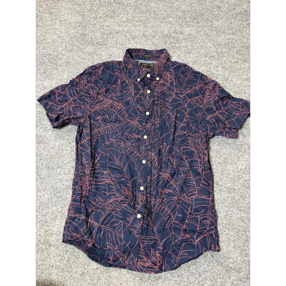 Banana Republic Shirt Mens M Blue Floral Short Sleeve Slim Button-Up Casual